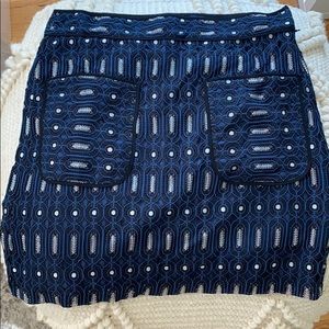 NWT LOFT blue & black pencil skirt size 8 print